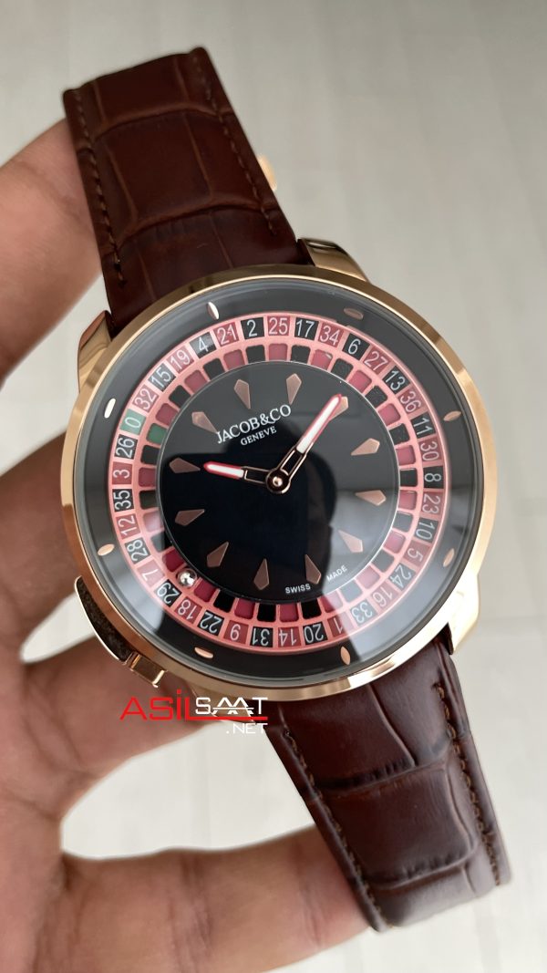 Jacob & Co. Casino Rulet Kahverengi 44mm Rosegold Replika Saat Jacob & Co. Casino Rulet Kahverengi 44mm Rosegold Replika Saat