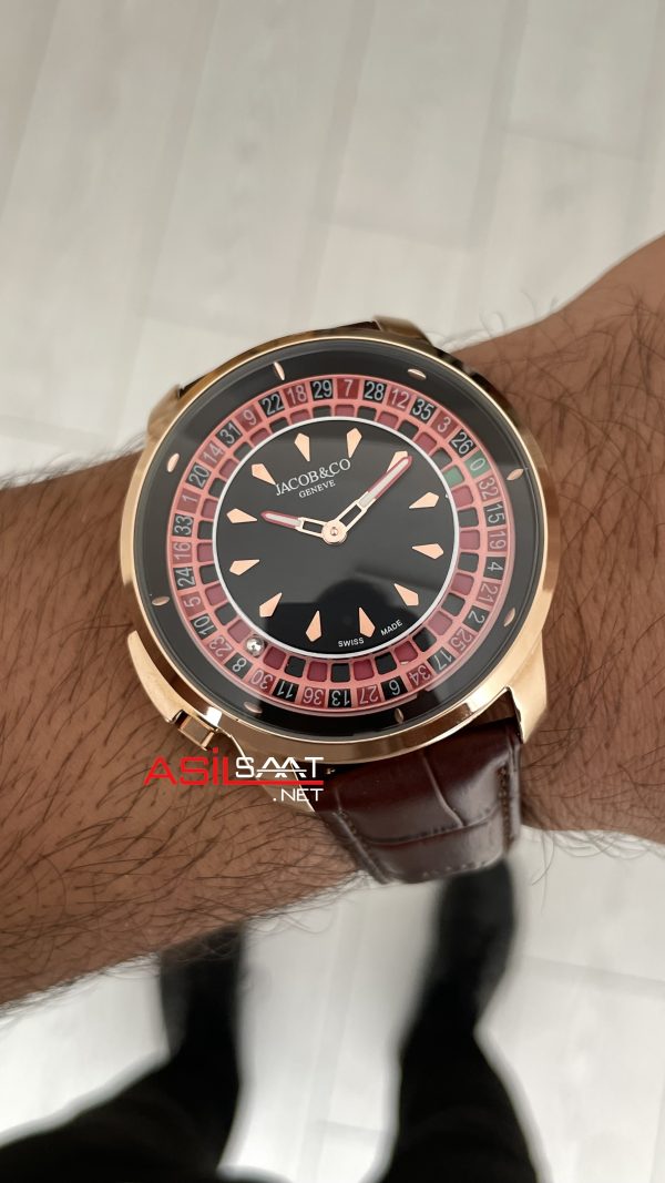 Jacob & Co. Casino Rulet Kahverengi 44mm Rosegold Replika Saat Jacob & Co. Casino Rulet Kahverengi 44mm Rosegold Replika Saat