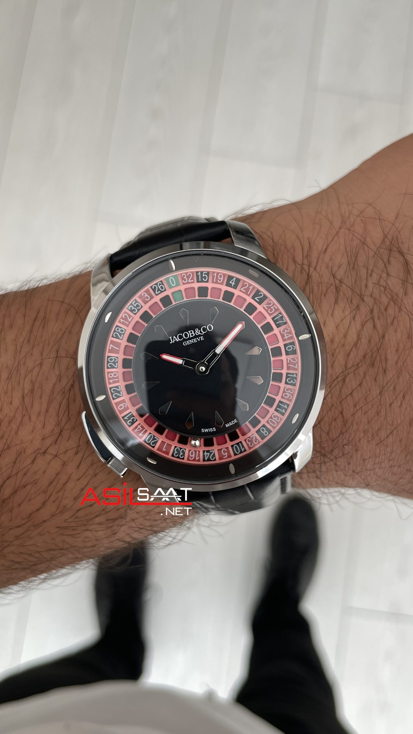 Jacob & Co. Casino Rulet Siyah Kadran 44mm Silver Replika Saat
