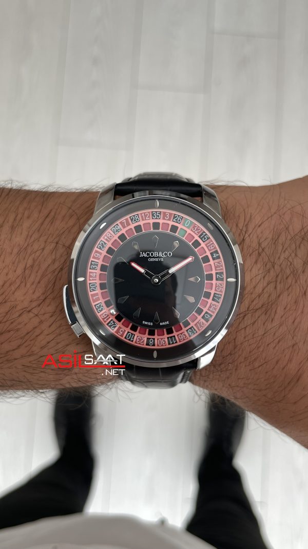 Jacob & Co. Casino Rulet Siyah Kadran 44mm Silver Replika Saat Jacob & Co. Casino Rulet Siyah Kadran 44mm Silver Replika Saat