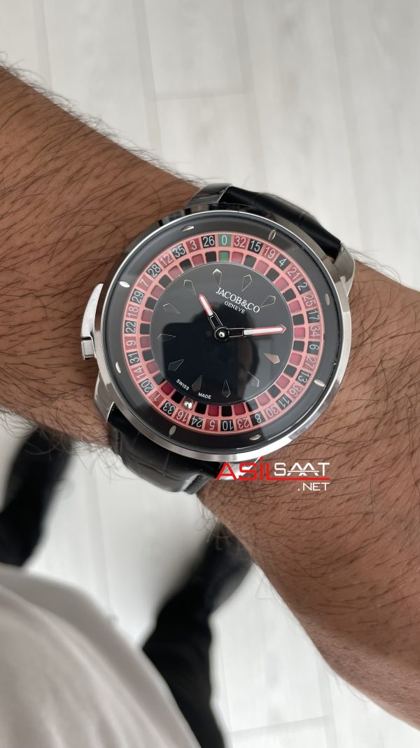 Jacob & Co. Casino Rulet Siyah Kadran 44mm Silver Replika Saat Jacob & Co. Casino Rulet Siyah Kadran 44mm Silver Replika Saat