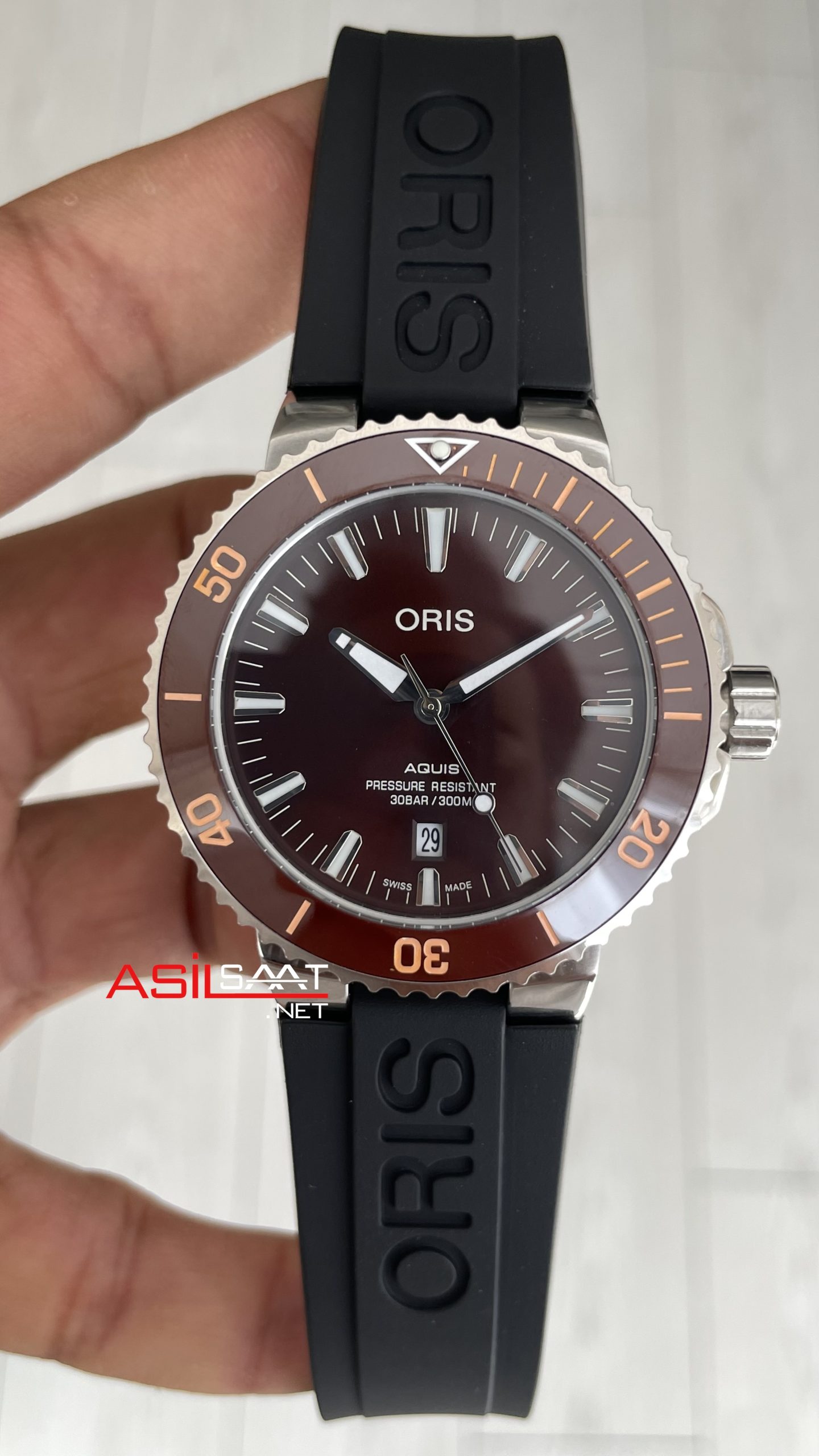 Oris Aquis Date Brown 43mm Kauçuk Replika Saat