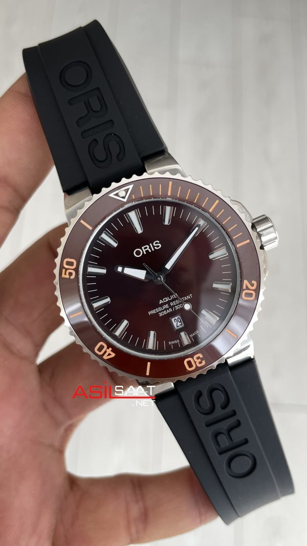 Oris Aquis Date Brown 43mm Kauçuk Replika Saat Oris Aquis Date Brown 43mm Kauçuk Replika Saat
