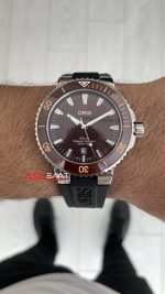Oris Aquis Date Brown 43mm Kauçuk Replika Saat