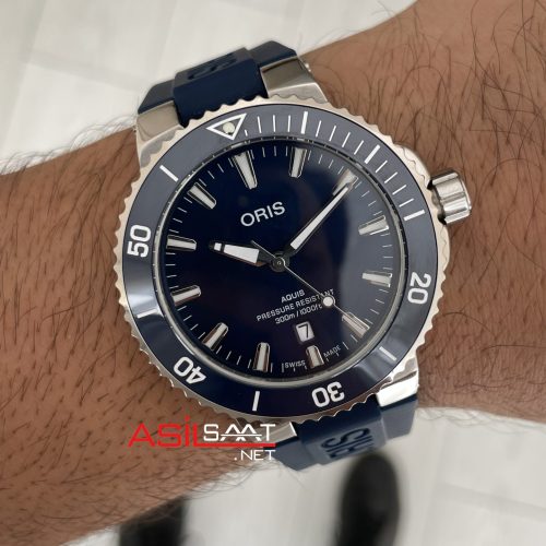 Oris Aquis Date Mavi 43mm Kauçuk Replika Saat