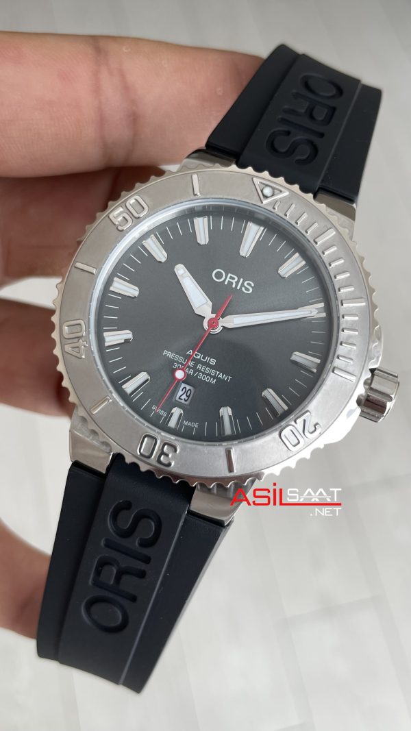 Oris Aquis Date Relief 43mm Gri Kadran Kauçuk Replika Saat Oris Aquis Date Relief 43mm Gri Kadran Kauçuk Replika Saat