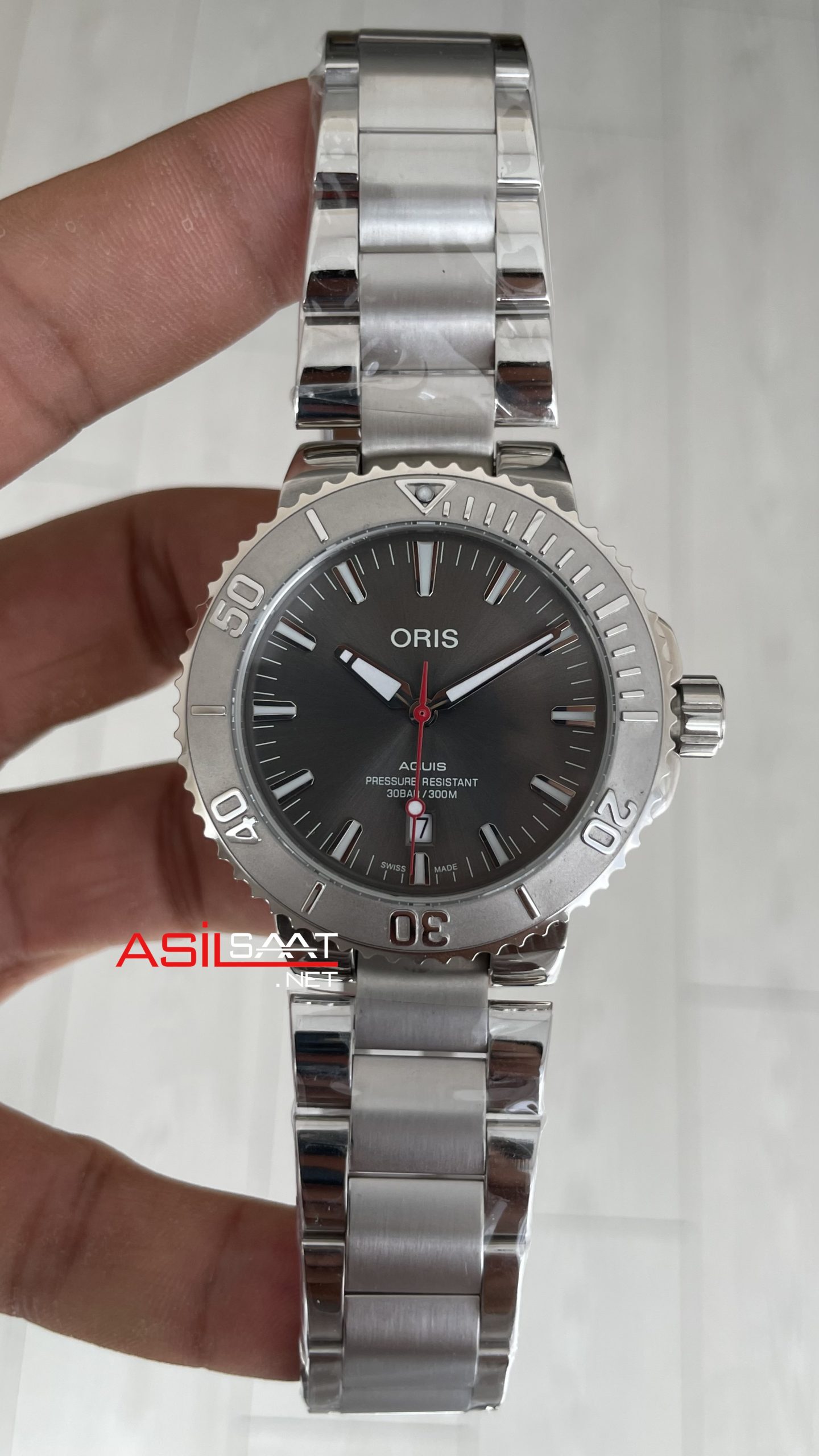 Oris Aquis Date Relief 43mm Gri Kadran Replika Saat