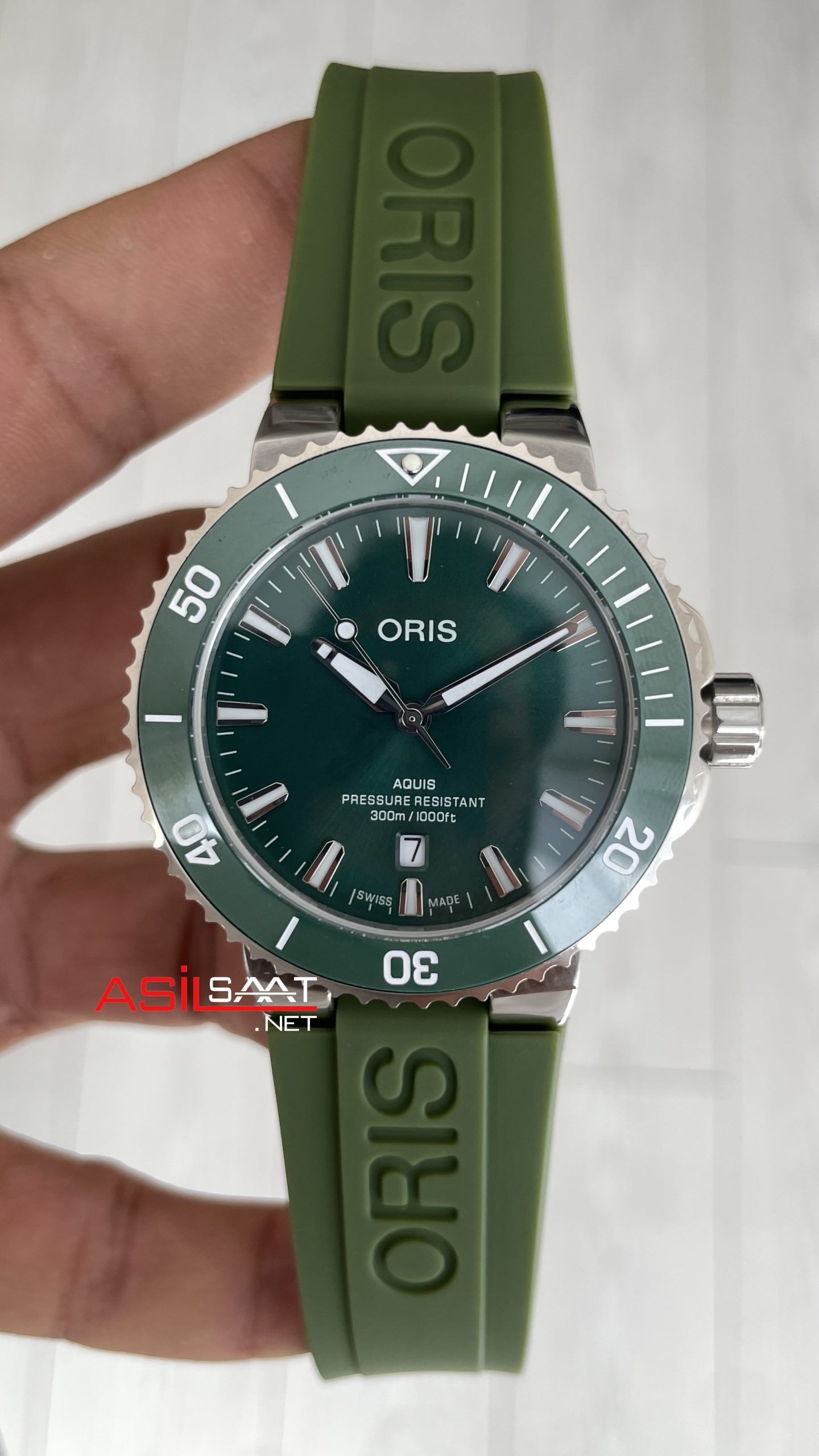 Oris Aquis Date Yeşil 43mm Kauçuk Replika Saat