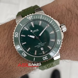 Oris Aquis Date Yeşil 43mm Kauçuk Replika Saat