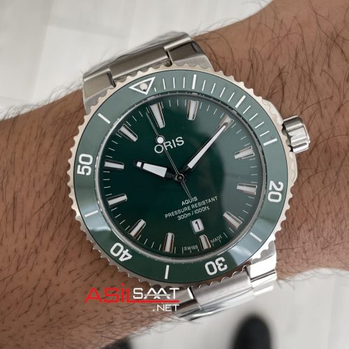 Oris Aquis Date Yeşil 43mm Replika Saat