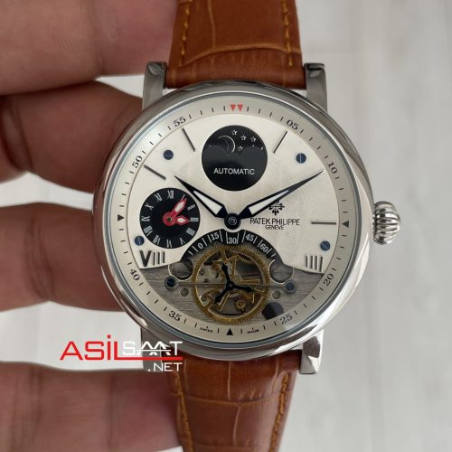 Patek Philippe Geneve Tourbillon Moonphase Kahverengi Silver 40mm