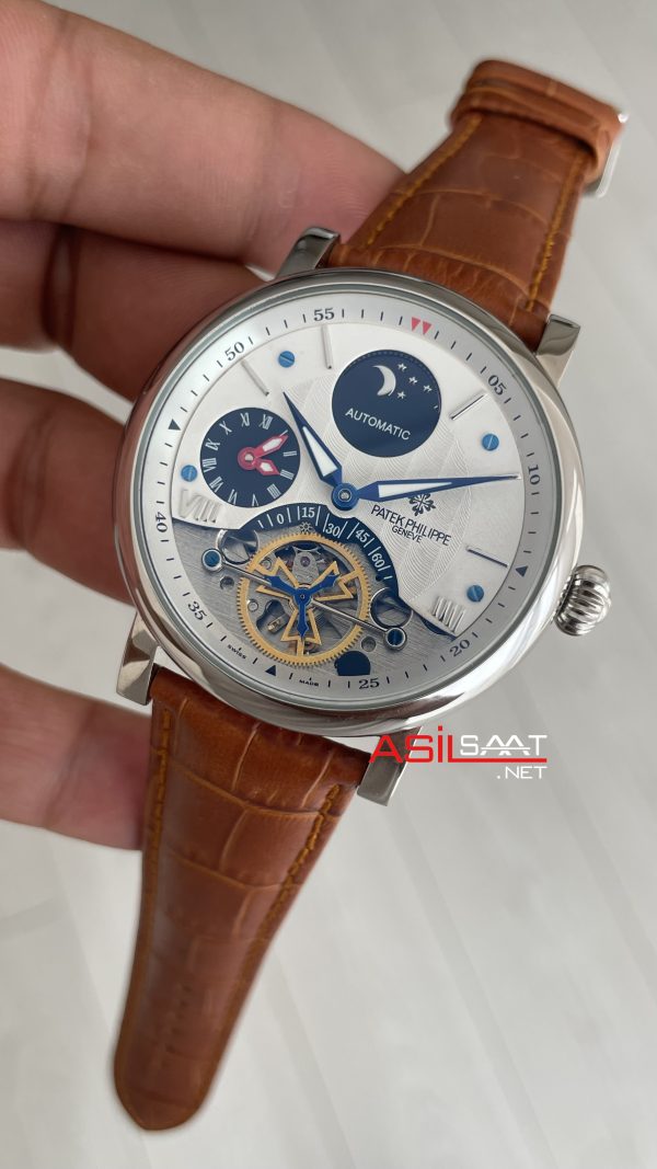 Patek Philippe Geneve Tourbillon Moonphase Kahverengi Silver 40mm Patek Philippe Geneve Tourbillon Moonphase Kahverengi Silver 40mm