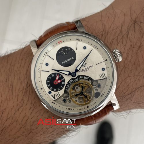 Patek Philippe Geneve Tourbillon Moonphase Kahverengi Silver 40mm