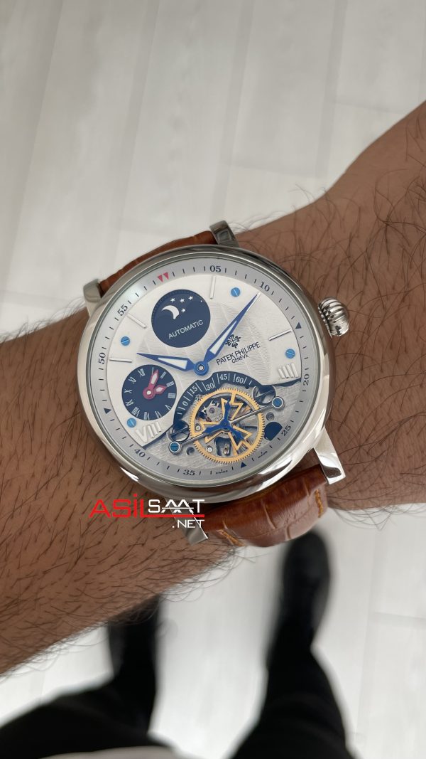 Patek Philippe Geneve Tourbillon Moonphase Kahverengi Silver 40mm Patek Philippe Geneve Tourbillon Moonphase Kahverengi Silver 40mm