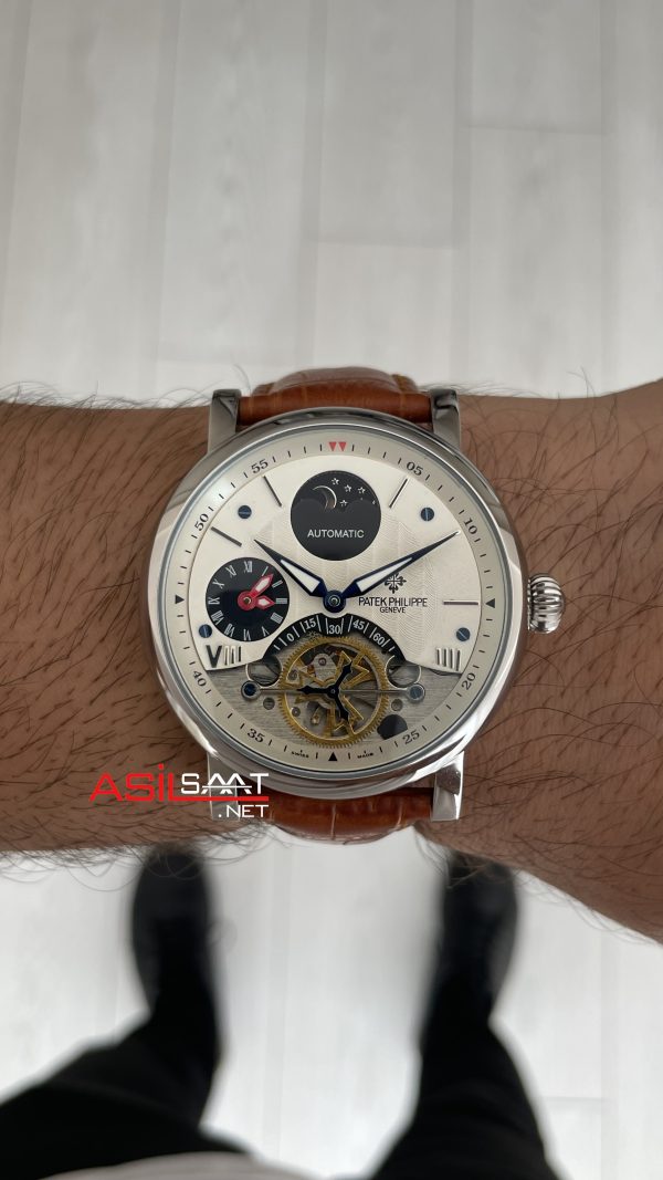 Patek Philippe Geneve Tourbillon Moonphase Kahverengi Silver 40mm Patek Philippe Geneve Tourbillon Moonphase Kahverengi Silver 40mm