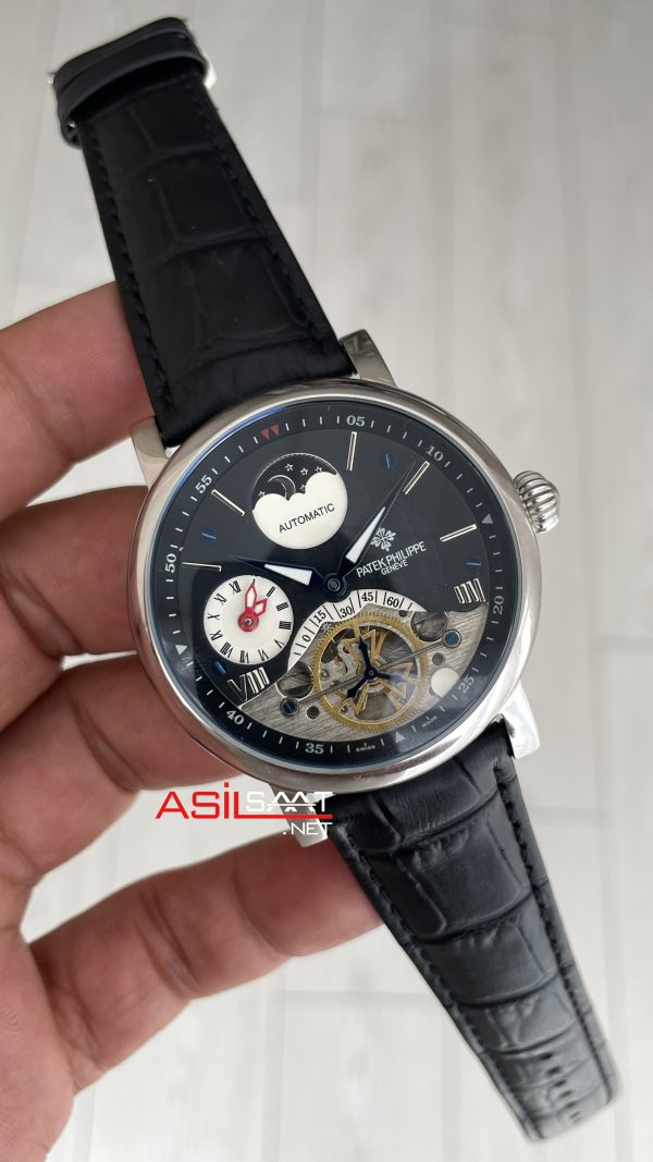 Patek Philippe Geneve Tourbillon Moonphase Siyah Kadran Silver 40mm Patek Philippe Geneve Tourbillon Moonphase Siyah Kadran Silver 40mm