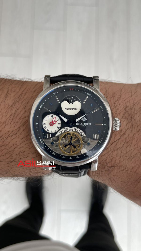 Patek Philippe Geneve Tourbillon Moonphase Siyah Kadran Silver 40mm Patek Philippe Geneve Tourbillon Moonphase Siyah Kadran Silver 40mm