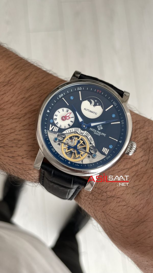 Patek Philippe Geneve Tourbillon Moonphase Siyah Kadran Silver 40mm Patek Philippe Geneve Tourbillon Moonphase Siyah Kadran Silver 40mm