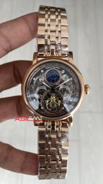 Patek Philippe Geneve Tourbillon Moonphase Skeleton Rosegold 42mm Replika Saat
