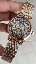 Patek Philippe Geneve Tourbillon Moonphase Skeleton Rosegold 42mm Replika Saat