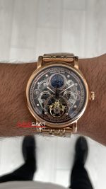 Patek Philippe Geneve Tourbillon Moonphase Skeleton Rosegold 42mm Replika Saat