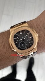 Patek Philippe Nautilus 5712 Moonphase Power Reserve Kahverengi 40mm Rosegold Brown Leather Strap PPF Factory Super Clone Swiss ETA Saat