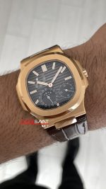 Patek Philippe Nautilus 5712 Moonphase Power Reserve Kahverengi 40mm Rosegold Brown Leather Strap PPF Factory Super Clone Swiss ETA Saat