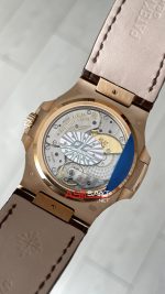 Patek Philippe Nautilus 5712 Moonphase Power Reserve Kahverengi 40mm Rosegold Brown Leather Strap PPF Factory Super Clone Swiss ETA Saat