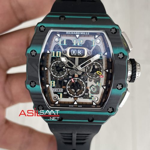 Richard Mille RM 011 Ultimate Edition Torquoise TPT Skeleton Flyback Chronograph Carbon & Titanium