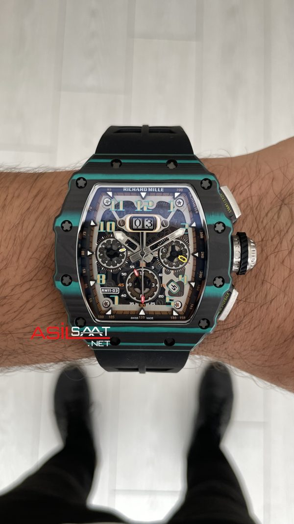 Richard Mille RM 011 Ultimate Edition Torquoise TPT Skeleton Flyback Chronograph Carbon & Titanium Richard Mille RM 011 Ultimate Edition Torquoise TPT Skeleton Flyback Chronograph Carbon & Titanium