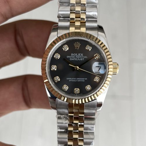 Rolex Datejust Gri Taşlı 278273 Jubilee 31mm Black Diamond Dial Lady Two Tone Gold Kadın Saati