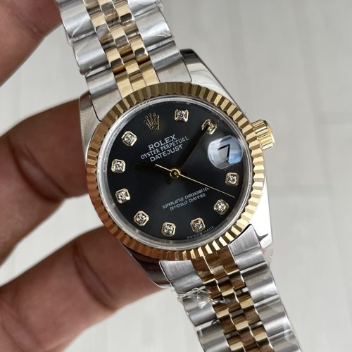 Rolex Datejust Gri Taşlı 278273 Jubilee 31mm Black Diamond Dial Lady Two Tone Gold Kadın Saati