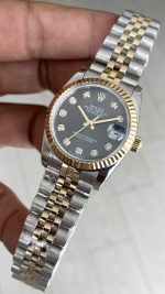 Rolex Datejust Gri Taşlı 278273 Jubilee 31mm Black Diamond Dial Lady Two Tone Gold Kadın Saati
