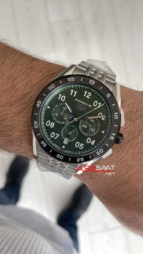 TAG Heuer Porsche Carrera Chronograph 44mm Yeşil Kadran Replika Saat