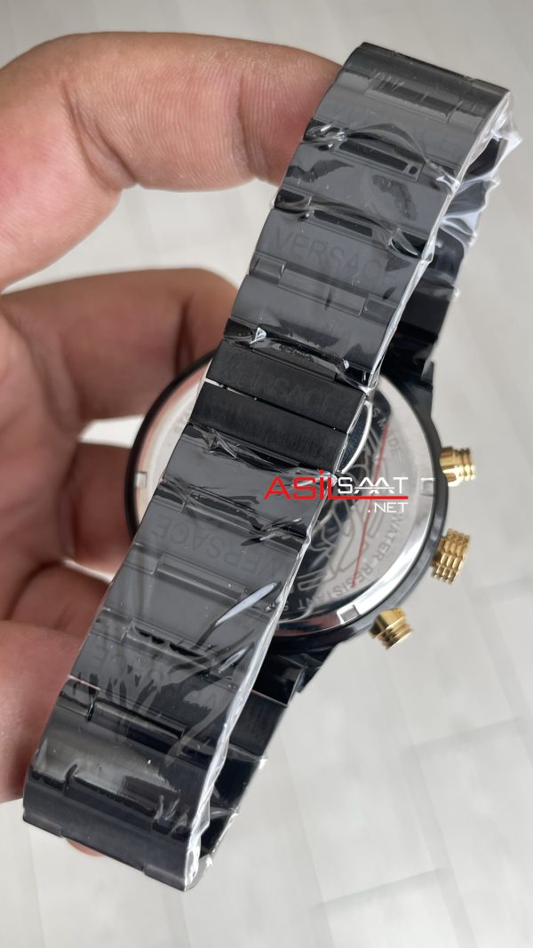Versace Greca Black PVD Chronograph Siyah Kadran 43mm Replika Saat Versace Greca Black PVD Chronograph Siyah Kadran 43mm Replika Saat