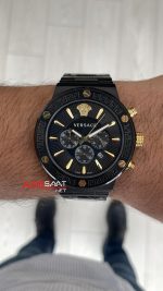 Versace Greca Black PVD Chronograph Siyah Kadran 43mm Replika Saat