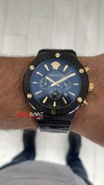 Versace Greca Black PVD Chronograph Siyah Kadran 43mm Replika Saat