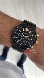 Versace Greca Black PVD Chronograph Siyah Kadran 43mm Replika Saat