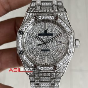 Audemars Piguet Royal Oak 15400ST Diamond 41mm Silver Replika Saat