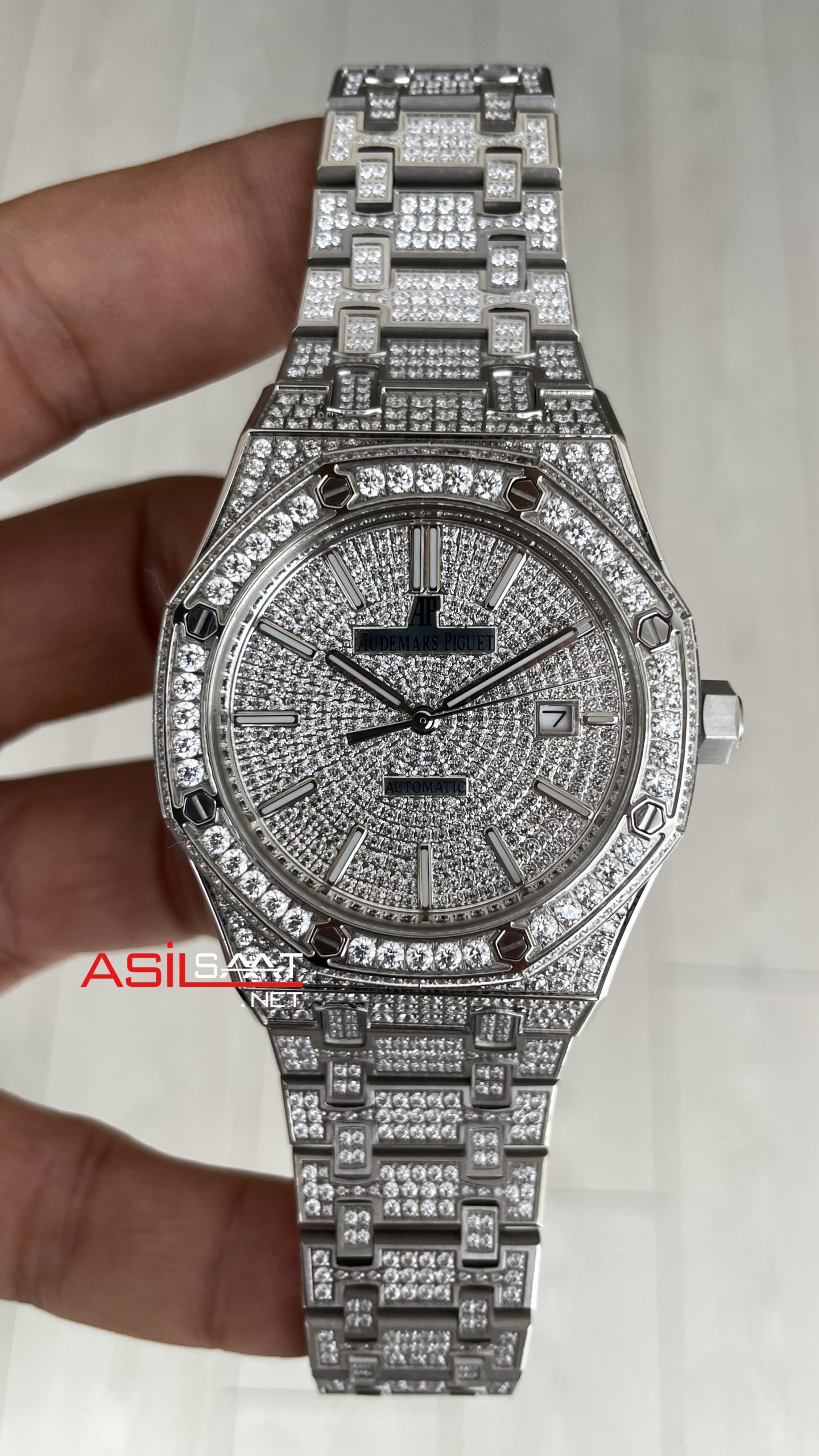 Audemars Piguet Royal Oak 15400ST Diamond 41mm Silver Replika Saat Audemars Piguet Royal Oak 15400ST Diamond 41mm Silver Replika Saat