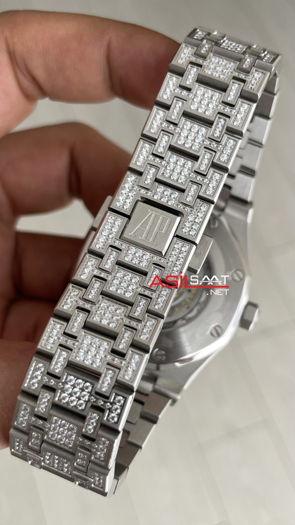Audemars Piguet Royal Oak 15400ST Diamond 41mm Silver Replika Saat Audemars Piguet Royal Oak 15400ST Diamond 41mm Silver Replika Saat