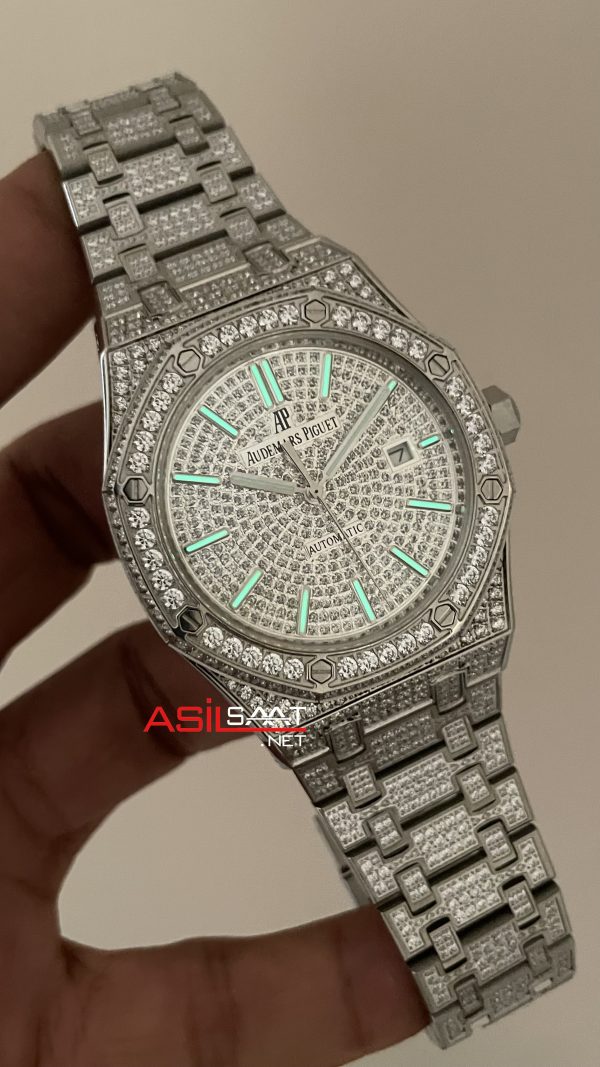 Audemars Piguet Royal Oak 15400ST Diamond 41mm Silver Replika Saat Audemars Piguet Royal Oak 15400ST Diamond 41mm Silver Replika Saat