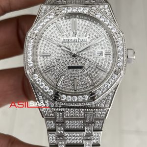Audemars Piguet Royal Oak 15400ST Diamond 41mm Silver Replika Saat