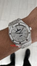 Audemars Piguet Royal Oak 15400ST Diamond 41mm Silver Replika Saat