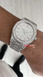 Audemars Piguet Royal Oak 15400ST Diamond 41mm Silver Replika Saat