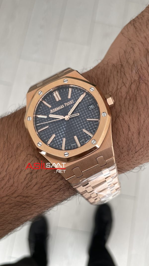 Audemars Piguet Royal Oak 15510 Mavi Kadran Rose Gold 50th Anniversary 41mm ZF Factory Swiss ETA Saat Audemars Piguet Royal Oak 15510 Mavi Kadran Rose Gold 50th Anniversary 41mm ZF Factory Swiss ETA Saat
