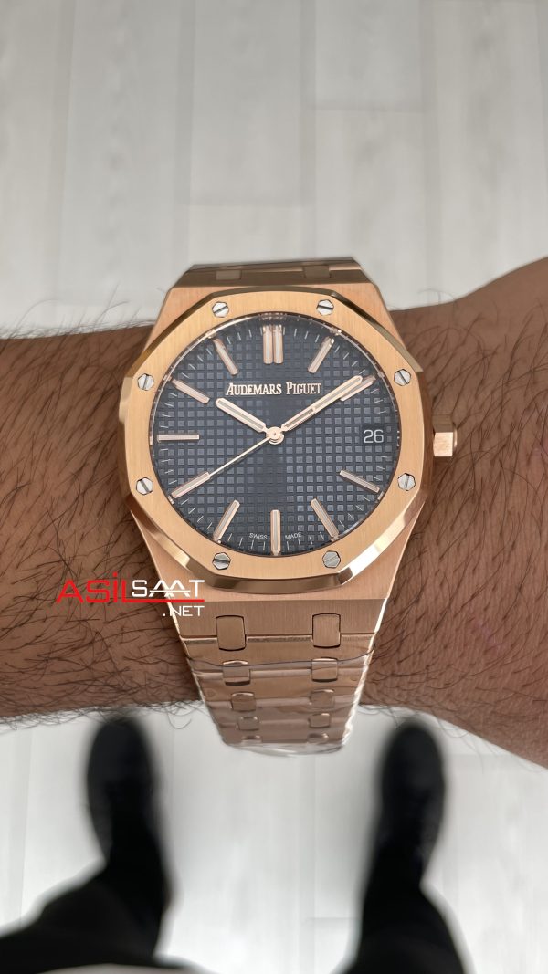 Audemars Piguet Royal Oak 15510 Mavi Kadran Rose Gold 50th Anniversary 41mm ZF Factory Swiss ETA Saat Audemars Piguet Royal Oak 15510 Mavi Kadran Rose Gold 50th Anniversary 41mm ZF Factory Swiss ETA Saat