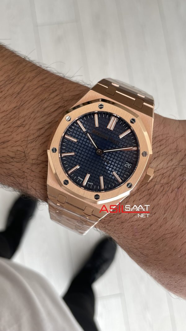 Audemars Piguet Royal Oak 15510 Mavi Kadran Rose Gold 50th Anniversary 41mm ZF Factory Swiss ETA Saat Audemars Piguet Royal Oak 15510 Mavi Kadran Rose Gold 50th Anniversary 41mm ZF Factory Swiss ETA Saat