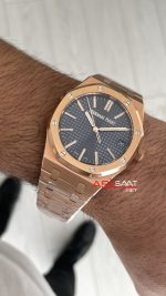 Audemars Piguet Royal Oak 15510 Mavi Kadran Rose Gold 50th Anniversary 41mm ZF Factory Swiss ETA Saat