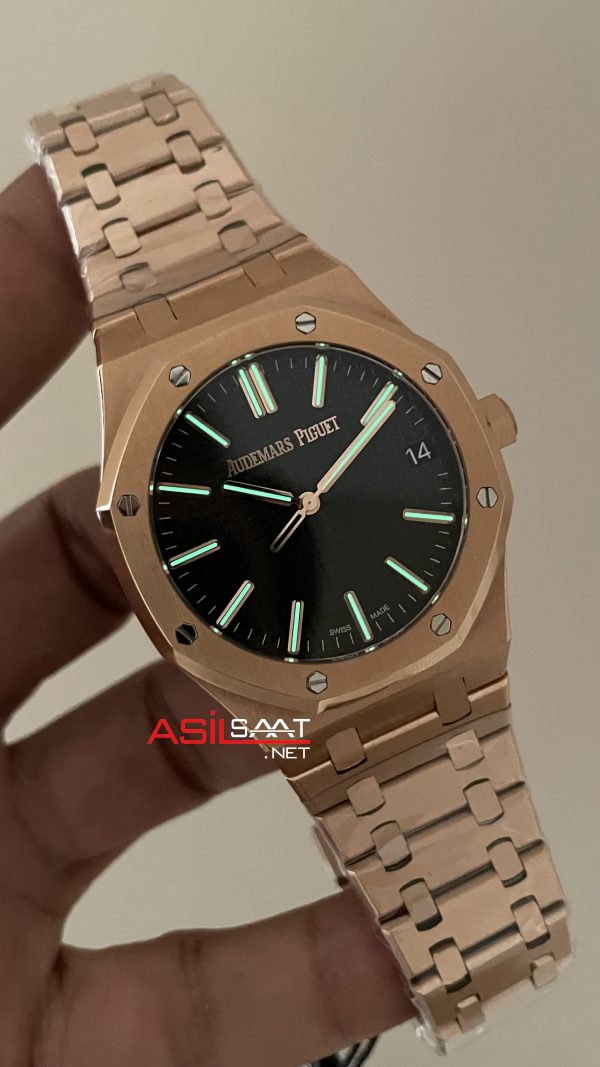Audemars Piguet Royal Oak 15510 Siyah Kadran Rose Gold 50th Anniversary 41mm ZF Factory Swiss ETA Saat Audemars Piguet Royal Oak 15510 Siyah Kadran Rose Gold 50th Anniversary 41mm ZF Factory Swiss ETA Saat